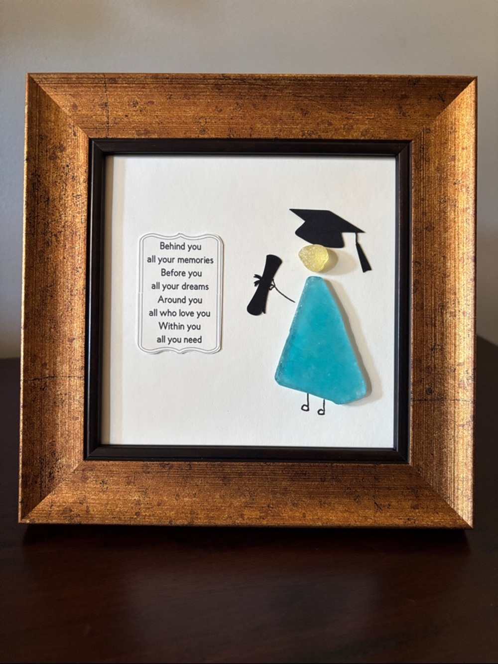 Framed Graduation Sea Glass Art